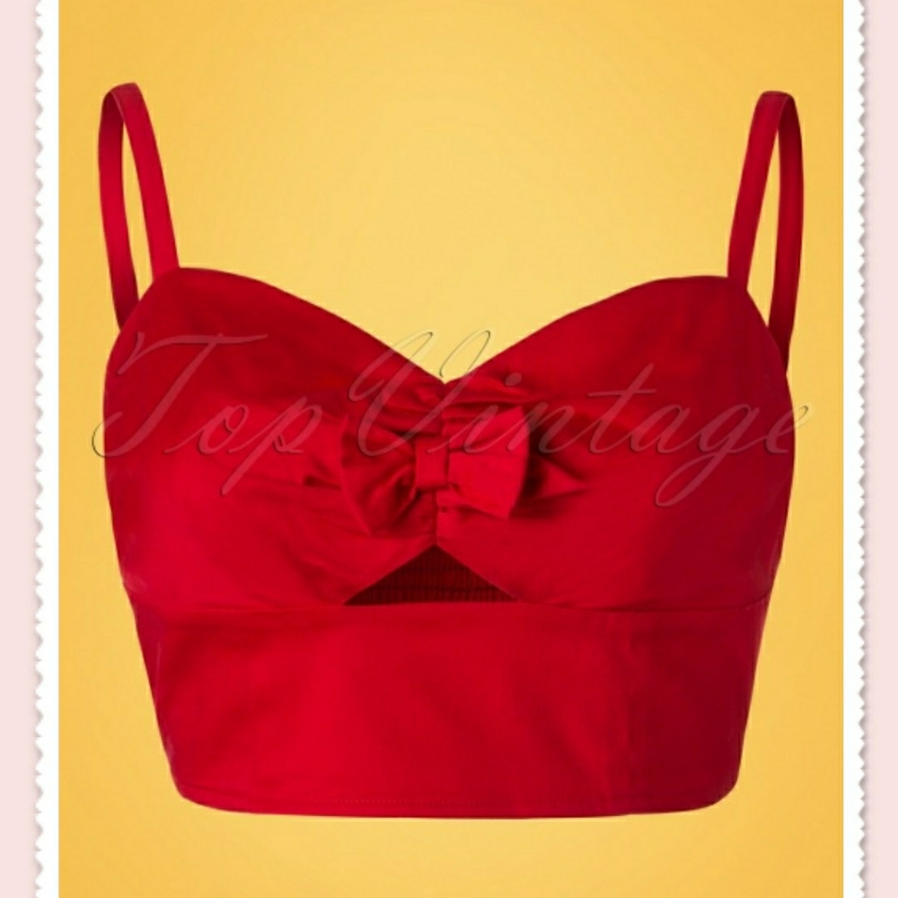 Collectif Red Crop with Bow